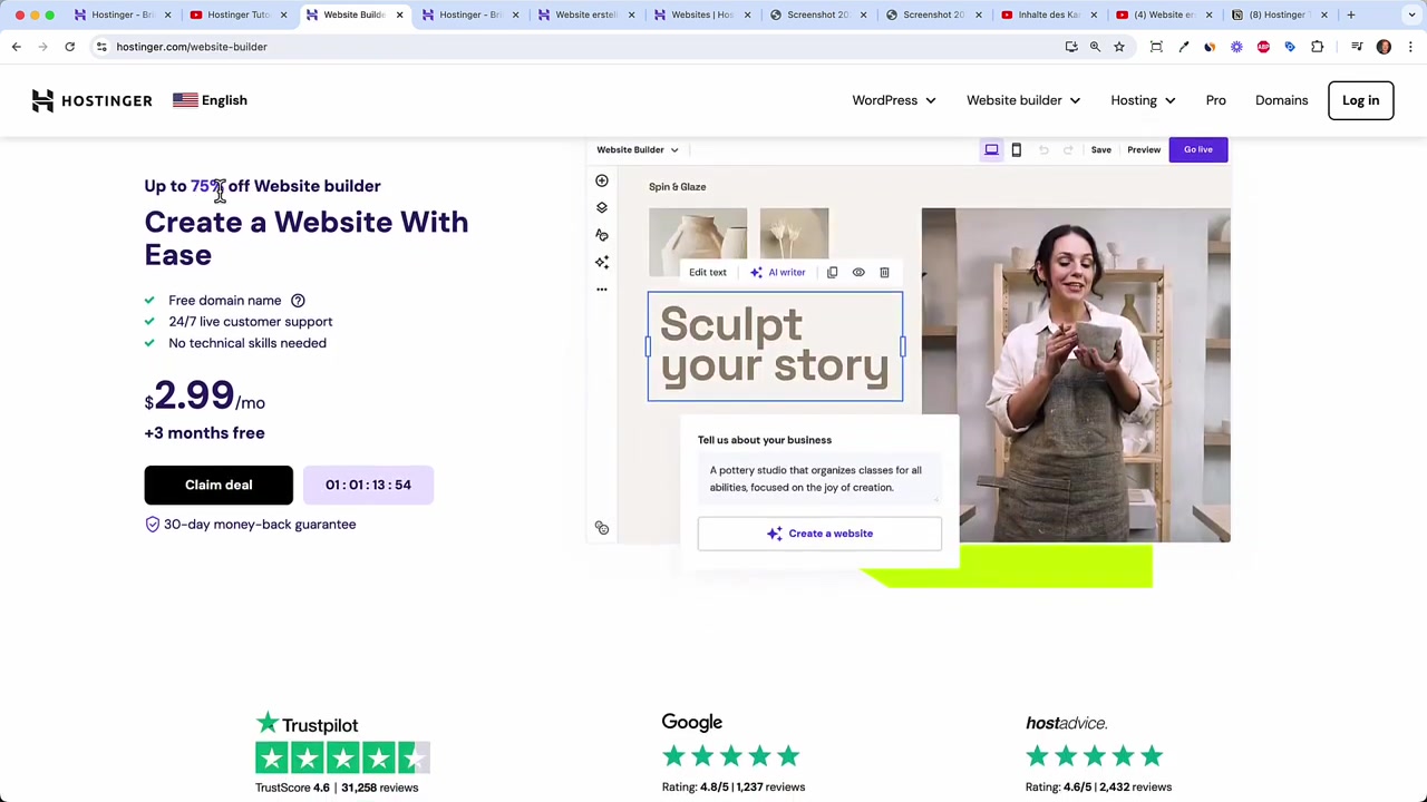 Tutorial do Hostinger 2026 – Como Criar um Site com o Criador de Sites da Hostinger