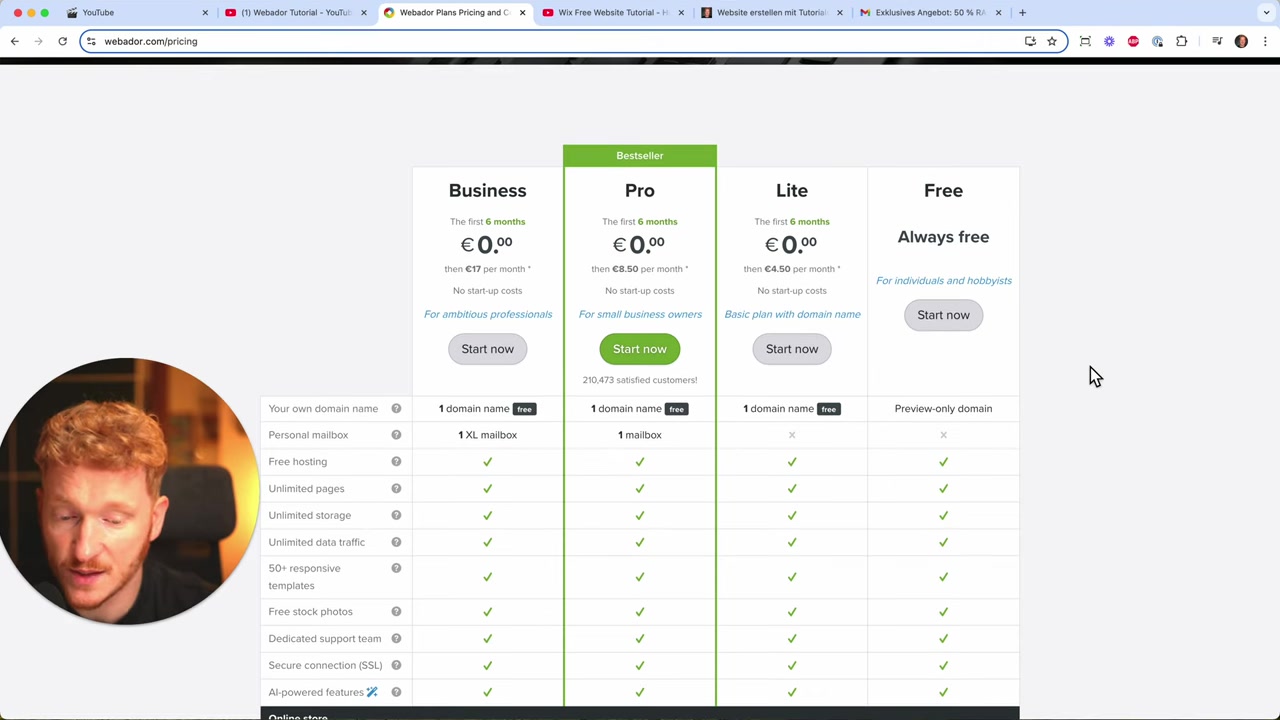 Webador Pricing Explained – How Much Does the Webador Pro Plan Cost?